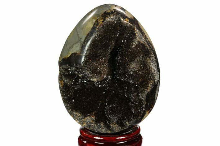 Septarian Dragon Egg Geode - Black Crystals #123026
